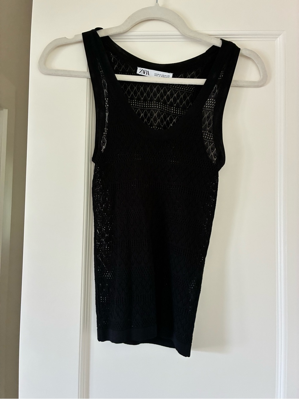 Zara Black Open-Knit Sleeveless Tank